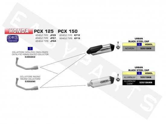 Schalldämpfer ARROW Urban Dark Honda PCX 125-150i E3 '12-'16/ E4 '17